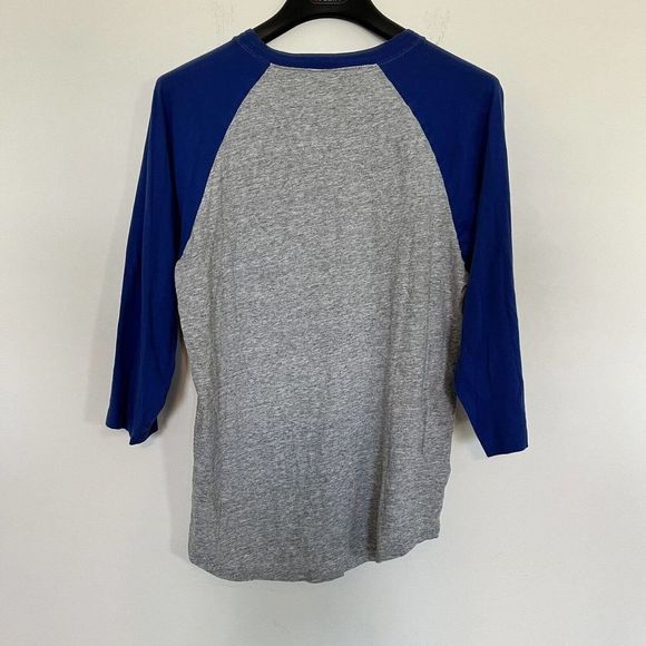 Kansas City Royals Baseball MLB Mitchell & Ness Mens M Henley Shirt Gray‎ Blue - Picture 3 of 8